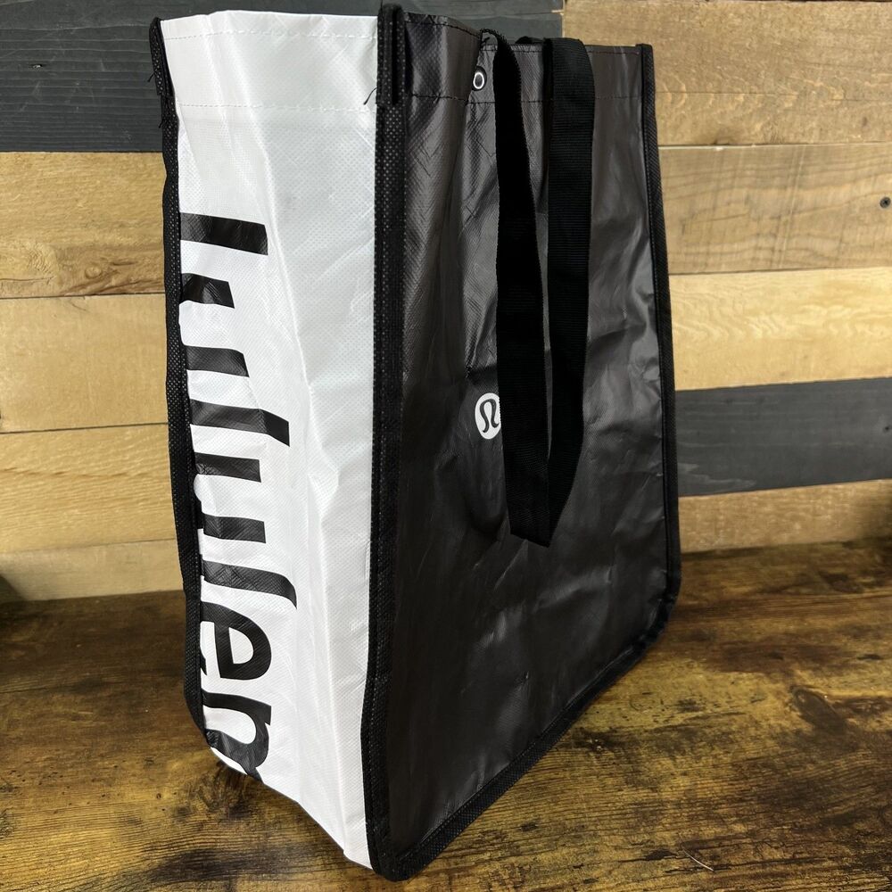 Lululemon Reusable Shopping Gift Bag Yoga Large Tote Black 16"x13"